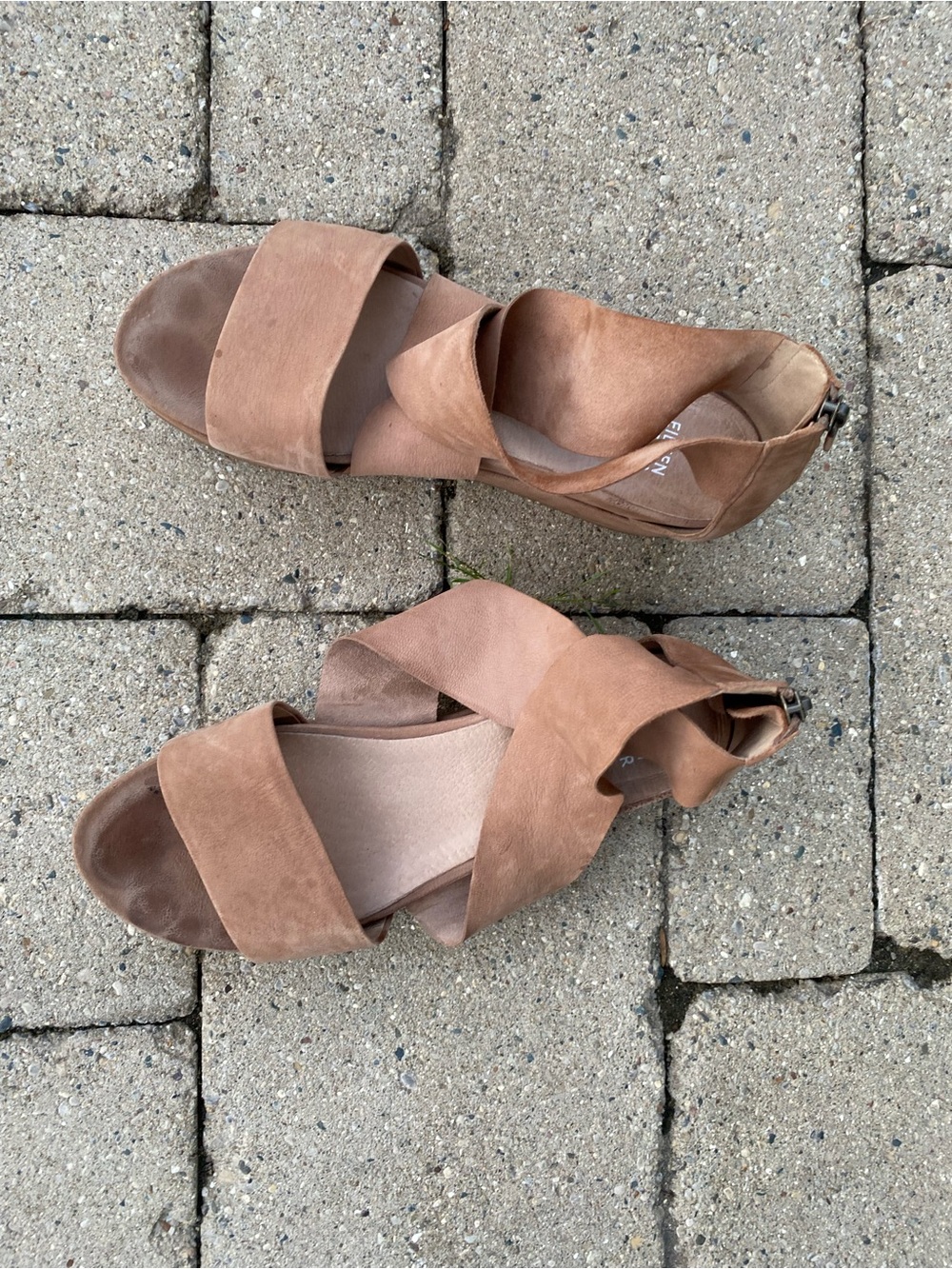 Eileen Fisher Platform Sandals Women 9 Shoes Tan Strap Walking